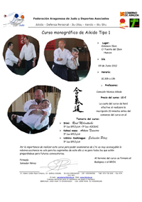 Anverso folleto 09/06/2012 - Curso Monográfico de Aikido tipo 1 (Huesca)